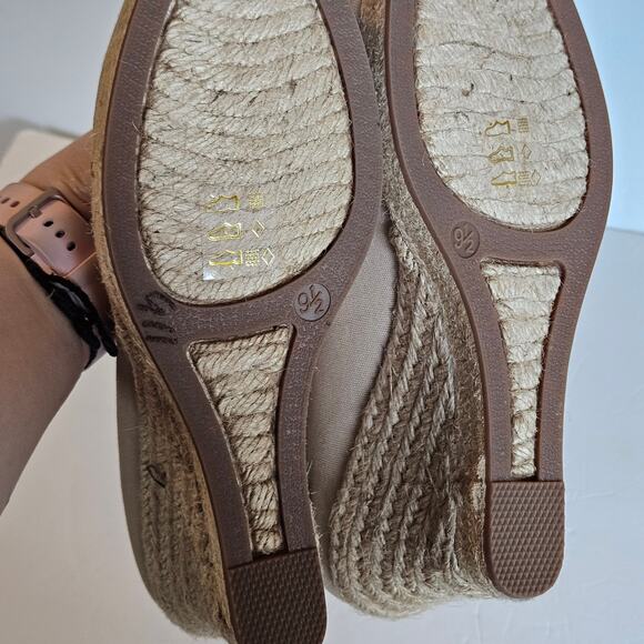 J Crew Factory Canvas Espadrille Wedge Heels Women's 9.5 Neutral Casual Summer - Picture 7 of 11